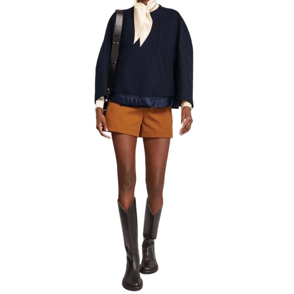 Chloé Iconic Navy Wool Blend Oversized Sweater Jacket Coat French Size 36 US 4